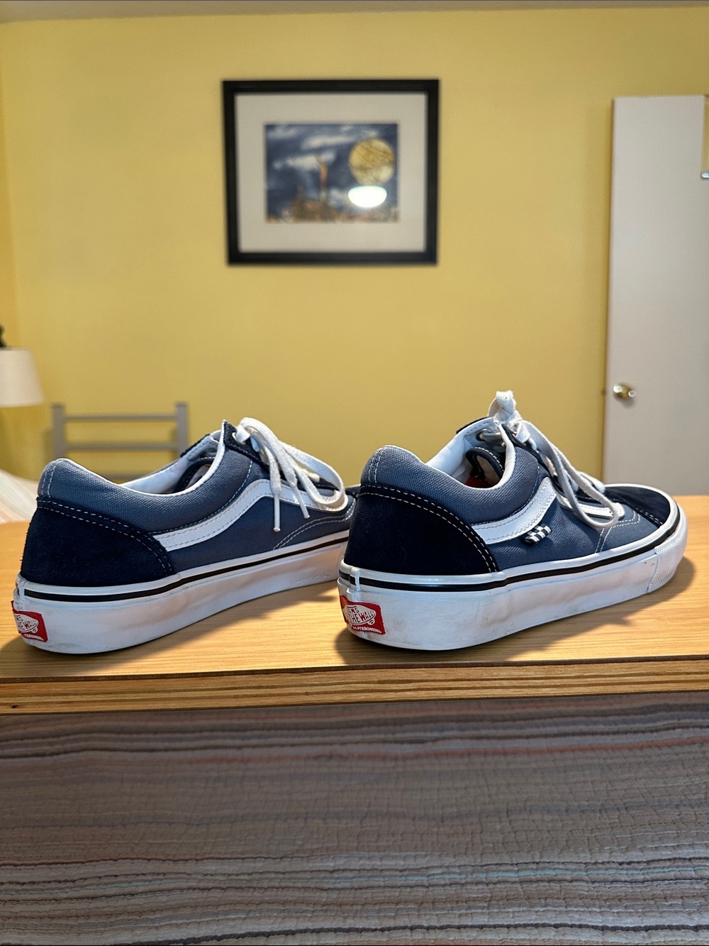 Vans Men’s Navy and White Skate Old Skool Sneakers - Picture 5 of 13